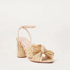 Loeffler Randall Cameilla Gold Pleated Bow Heel Size 8